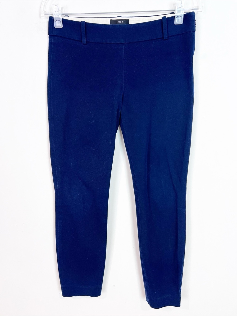 J. CREW NAVY BLUE MINNIE FLAT FRONT SIDE ZIP PANTS SZ 00